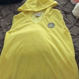 Bright yellow terry bathing suit coverup